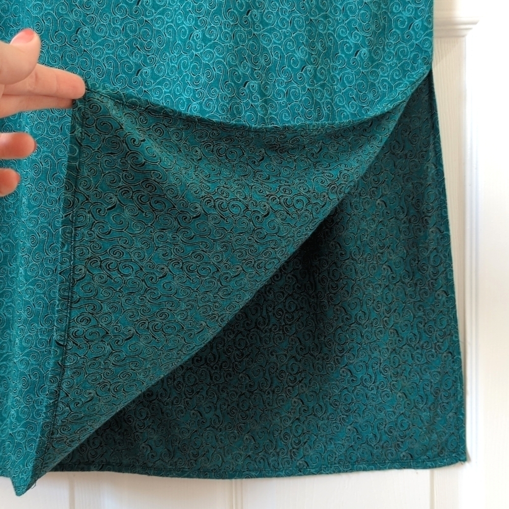 Caribou 80's Vintage Funky Swirl Printed Sleeveless Midi Shift Dress Teal Small - Picture 10 of 14